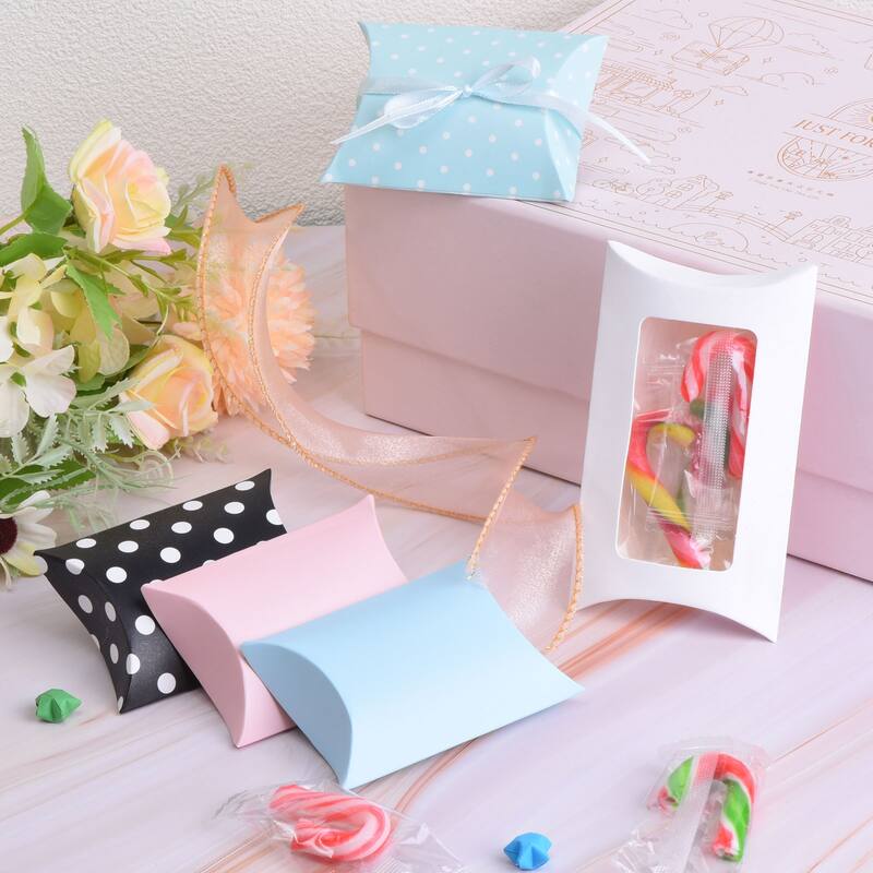 Pillow Boxes, 50Pcs Wedding Gift Boxes 4.5 x 2.8 Inch for Wedding
