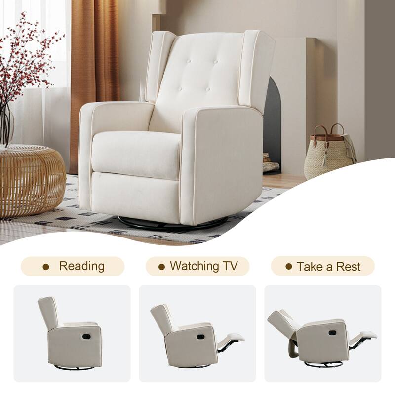 Swivel Rocker Recliner Chair, Nursery Glider Chair, Nursery Rocking Chairs, Manual Reclining Chair