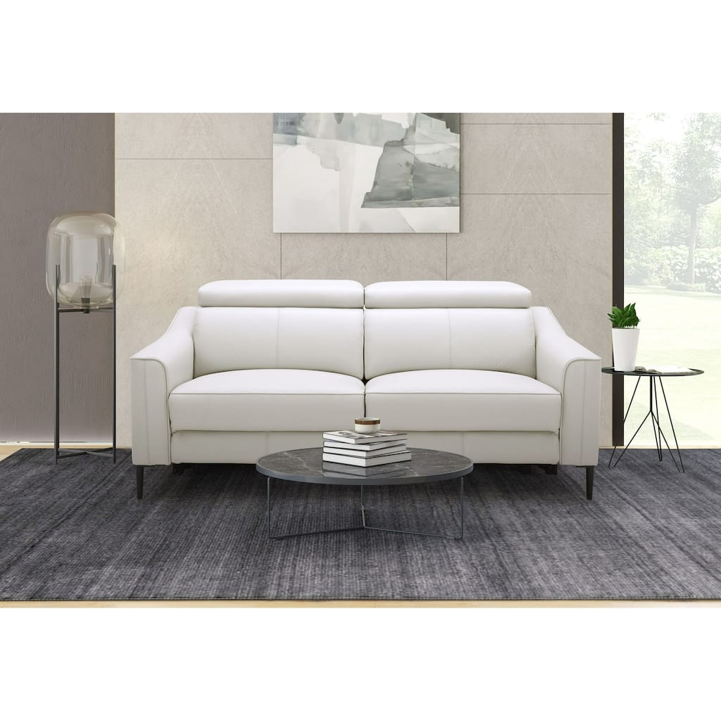 Divani Casa Eden Modern White Leather Sofa With 2 Recliners