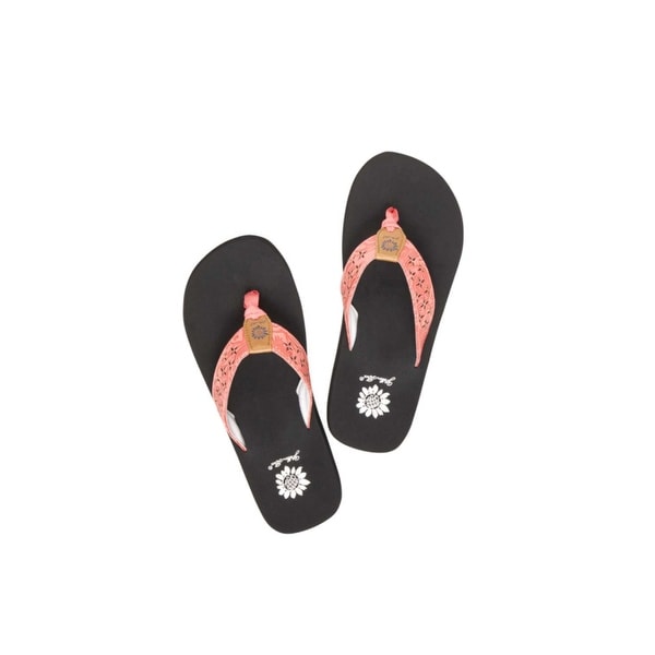 girls yellow box flip flops