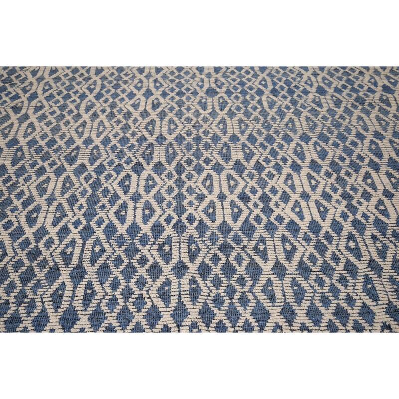 Trellis Moroccan Large Modern Area Rug Hand-Knotted Wool Carpet - 9'7" x 14'8"
