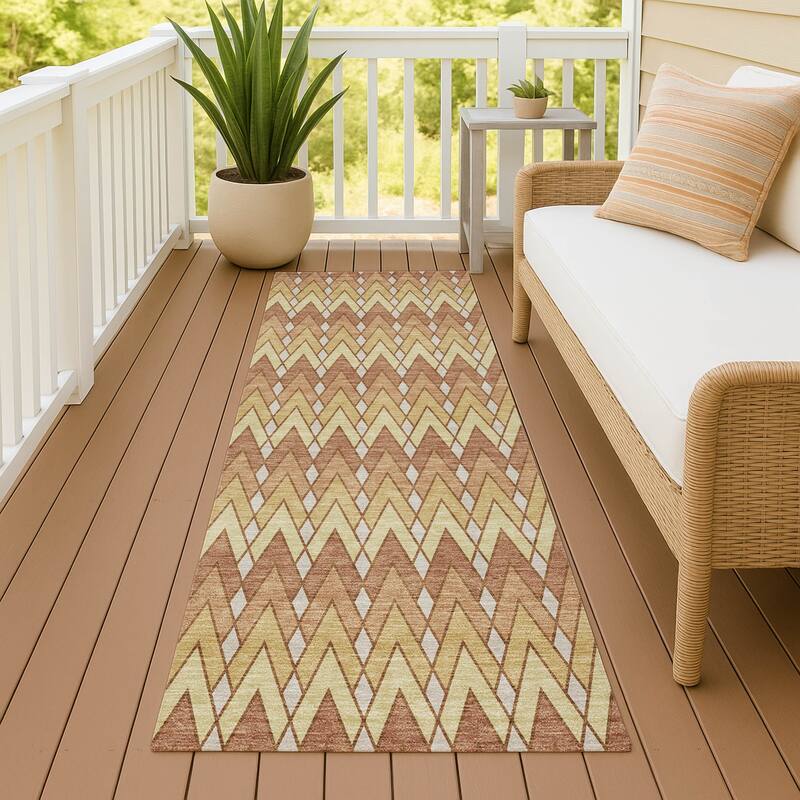 Machine Washable Indoor/ Outdoor Modern Baxter Chantille Rug - Paprika - 2'3" x 7'6"