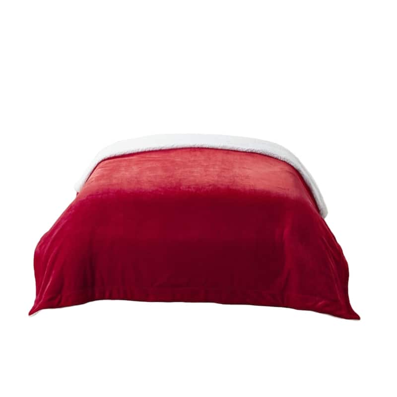 80" X 60" Red Knitted Polyester Plush Throw Blanket