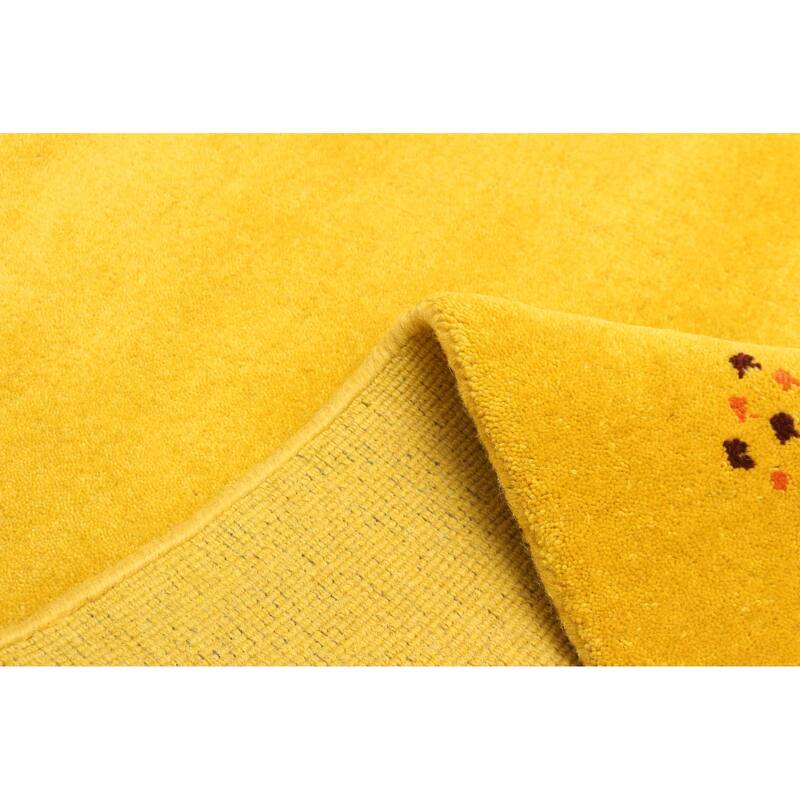 ECARPETGALLERY Hand Loomed Kashkuli Gabbeh Gold Wool Rug - 3'1 x 4'11