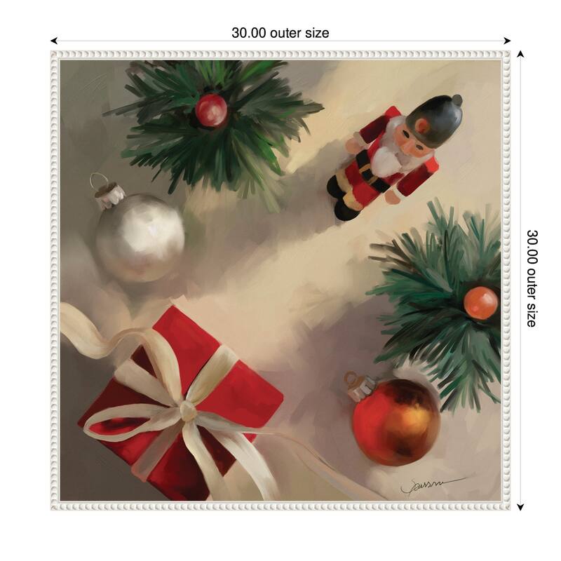 Kate and Laurel Tis The Holiday Season by Mary Sparrow Framed Canvas Wall Art Print