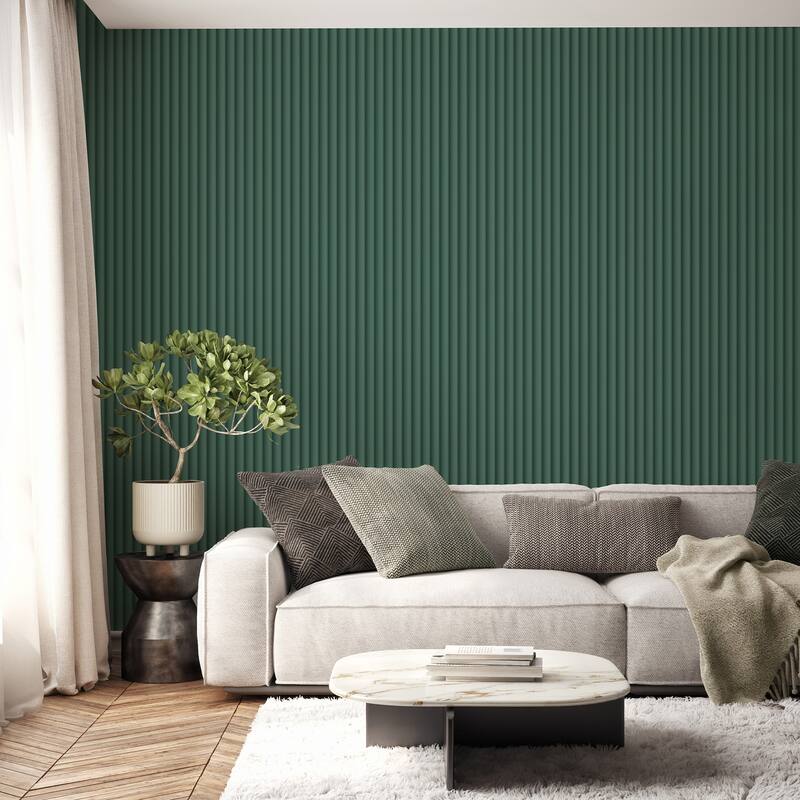 Fine Decor Raiden Sea Green Ribbed Panel Wallpaper - N/A