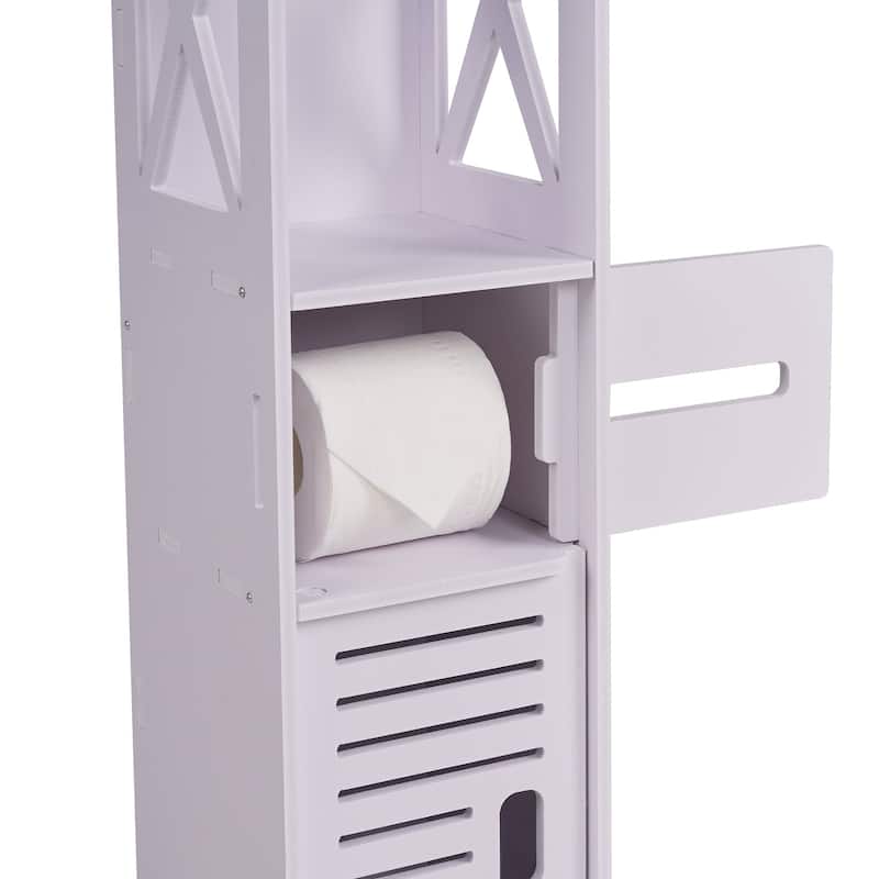VECELO White Small Bathroom Storage Cabinet Toilet Paper Storage for Half Bathroom Narrow Toilet Paper Cabinet