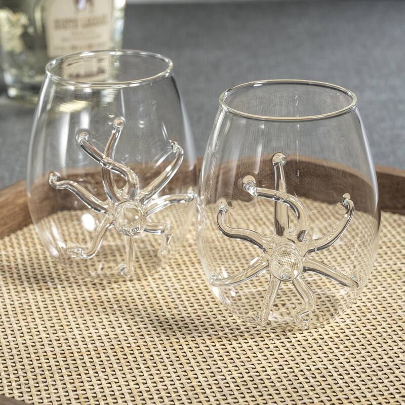Octopus Stemless Glasses, Set of 6