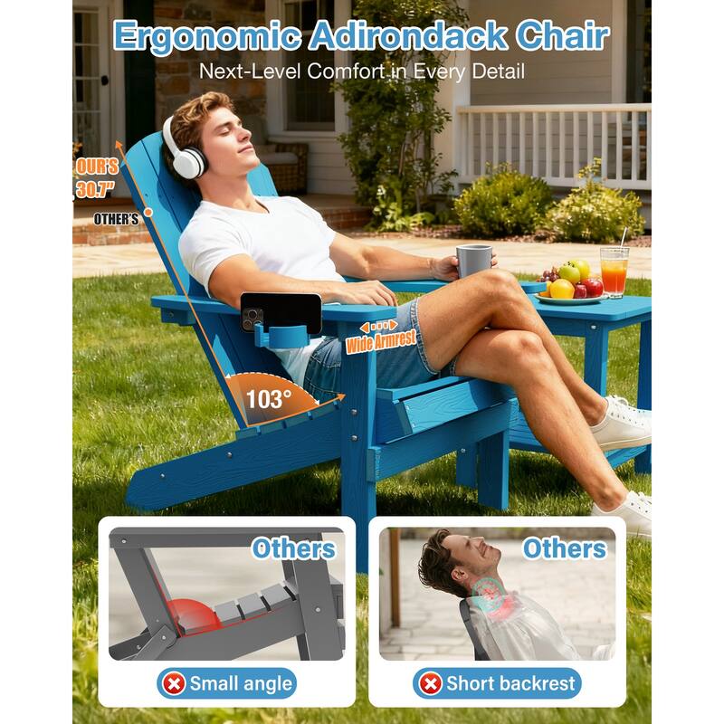 WINSOON All Weather HIPS Outdoor Plastic Adirondack Chairs