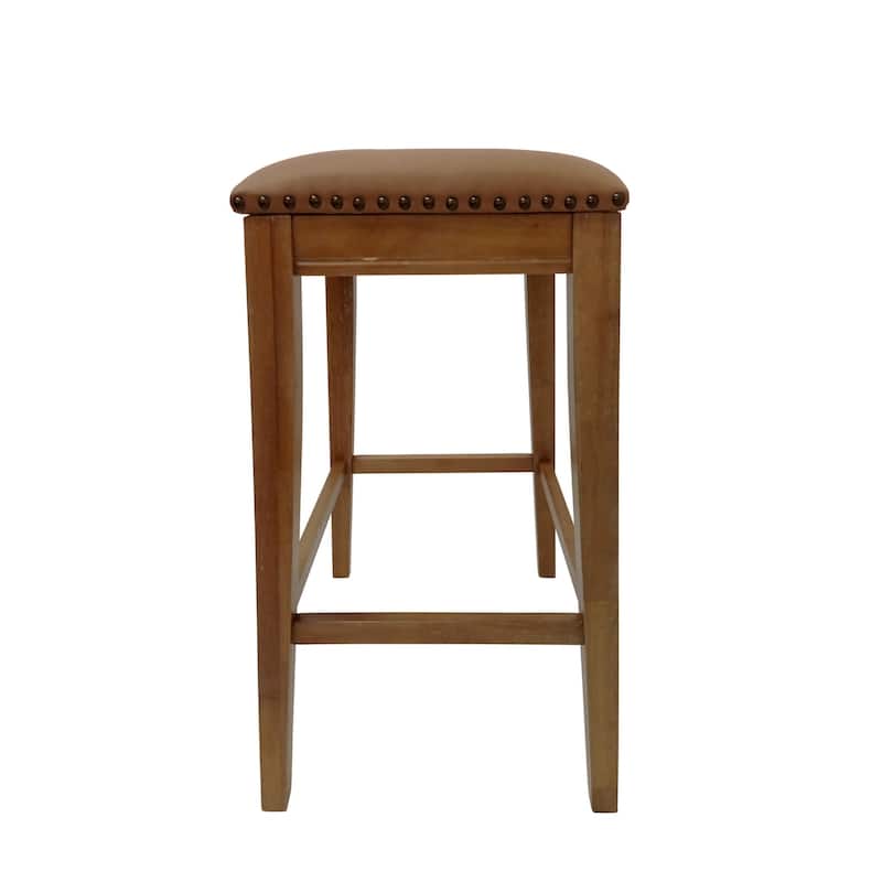 Solid Upholstered Saddle Barstools - 30" - Set of 2 - Brown