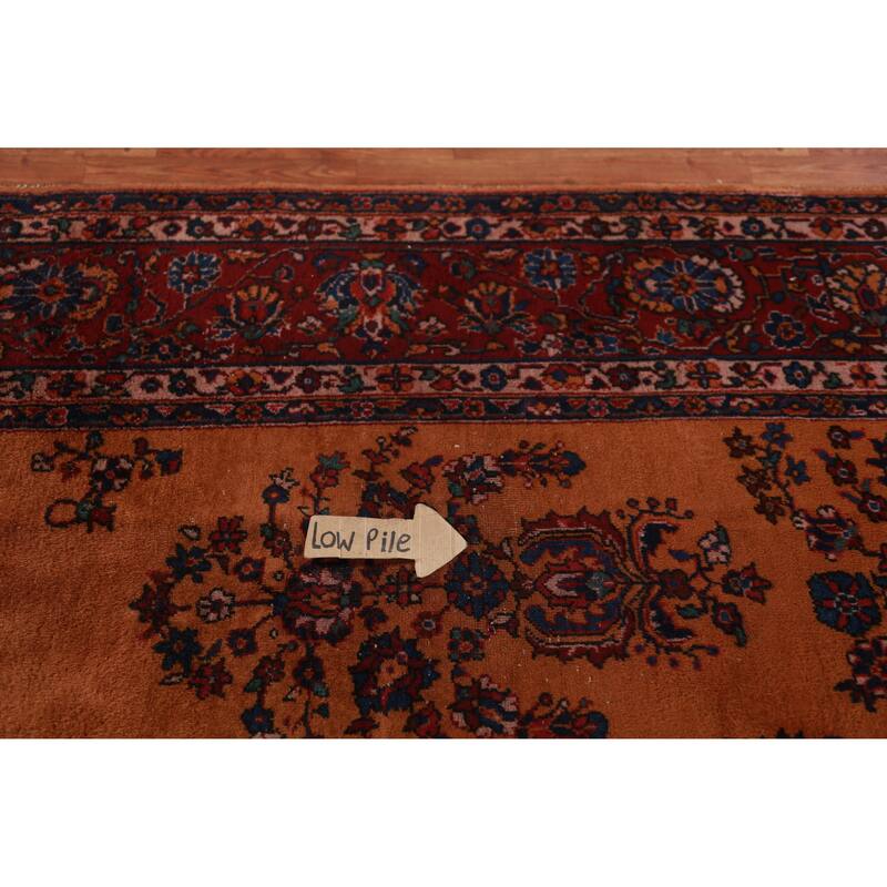 Orange Floral Sparta Turkish Area Rug Hand-Knotted Wool Carpet - 8'10"x 12'10"