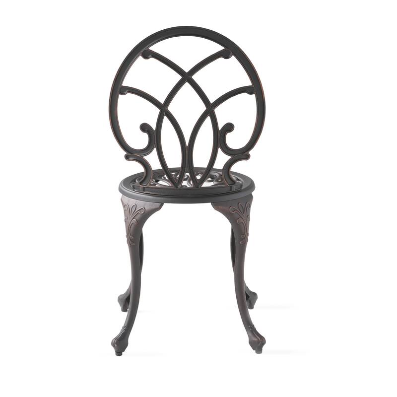Roomfitters 3-Piece Cast Aluminum Bistro Set Outdoor Patio Furniture with Round Table and 2 Chairs, Black