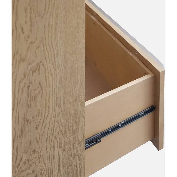 Seabourne Modern Upholstered Platform Bedroom Set in Bisque (Bed + Dresser and Mirror + Nightstand + Chest)