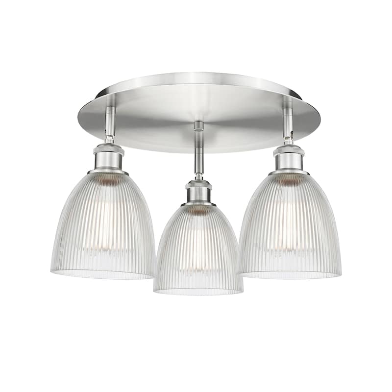 Innovations Lighting Castile - 3 Light 18" Flush Mount - Clear/Satin Nickel