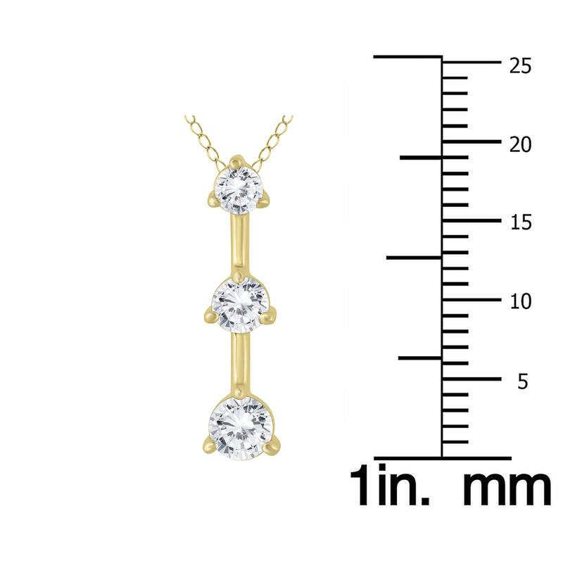 Marquee 10k Yellow Gold 1/2ct TDW Diamond 3-stone Drop Pendant
