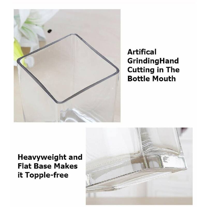 Enova Home Rectangle Shape Clear Glass Vase For Home Garden Decoration