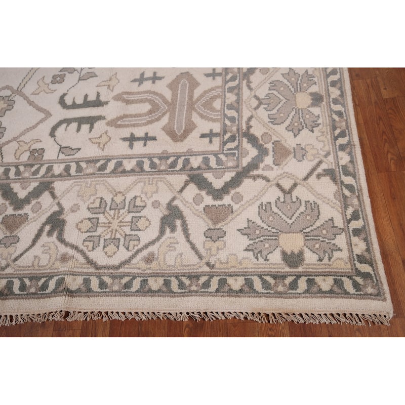 Earth Tone Oushak Area Rug Handmade Wool Carpet - 9'0"x 12'0"
