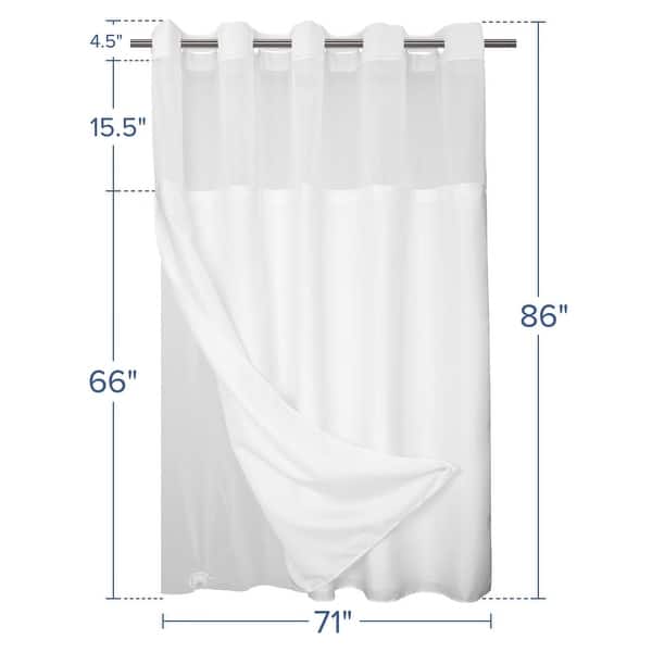 dimension image slide 1 of 19, No Hook Slub Linen Texture Shower Curtain with PEVA Snap-in Liner