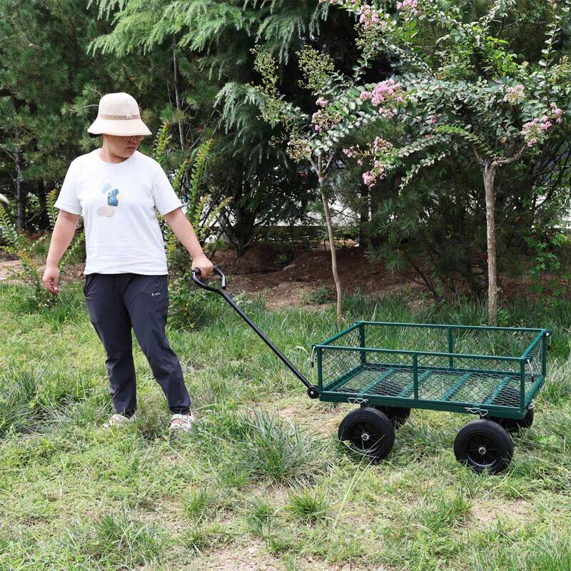 Multi-functional cart with 10-inch solid tires for gardening and farming