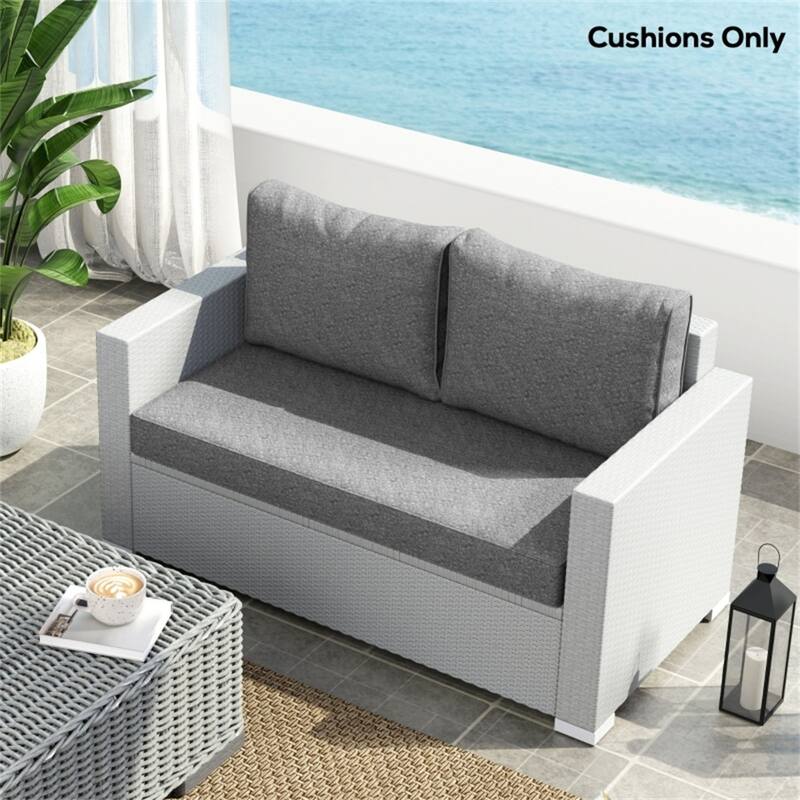 Fabric Outdoor Cushion Set with Washable Covers - Seat Cushion: 45.9" L x 26" W x 4.9" H