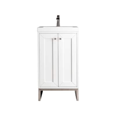 James Martin Vanities Chianti 20" Single Vanity Cabinet, Glossy White, w/ White Glossy Composite Stone Top - 20" W
