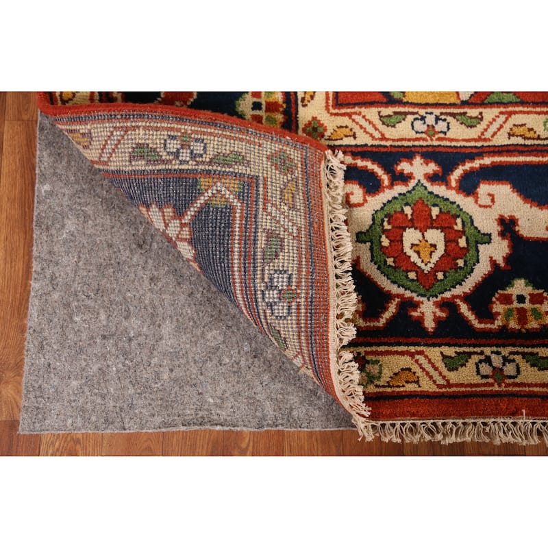 Orange Geometric Heriz Serapi Indian Area Rug Handmade Wool Carpet - 9'1" x 11'8"
