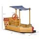 preview thumbnail 3 of 7, Outsunny Pirate Ship Kids Sandbox with Cover, Outdoor Wooden Sandbox Boat Toy for Backyard, Ages 3-8 Years Old - N/A