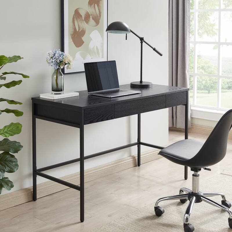 Evans 48'' Wide Rectangular Writing Desk - Black