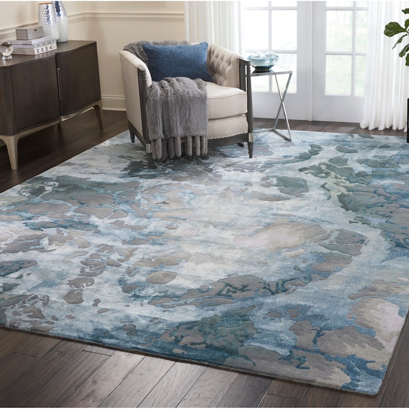 Nourison Hand-tufted Prismatic Abstract Contemporary Blue Grey Area Rug