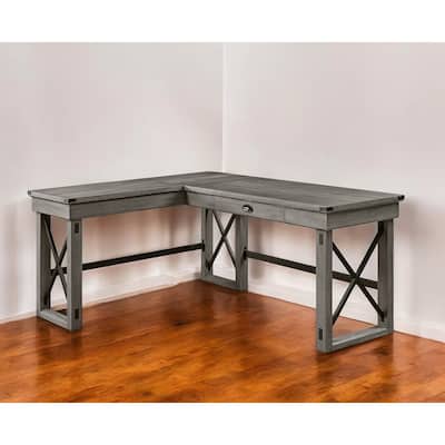 67" Gray L Shape Writing Desk