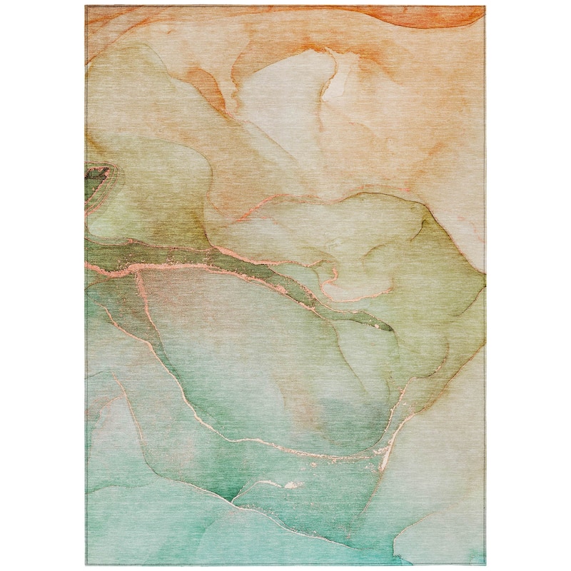 Machine Washable Indoor/ Outdoor Watercolor Chantille Rug
