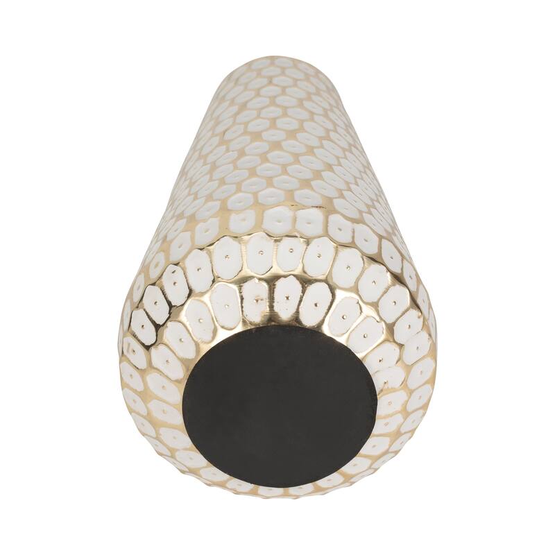 Sagebrook Home Metal Gold Geometric Cylinder Tribal Vase