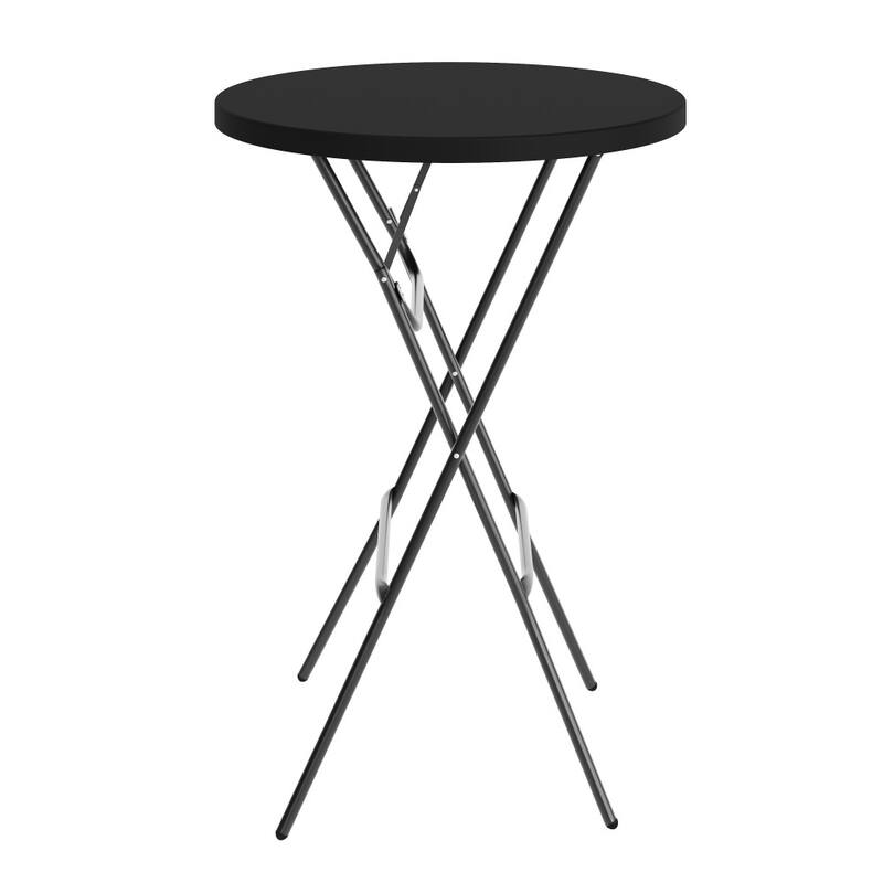 2.6-Foot Round Plastic Bar Height Folding Event Table - 31.25"D x 31.25"W x 43.75"H