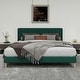 preview thumbnail 60 of 91, Caxkun Upholstered Platform Bed Frame with Wingback headboard