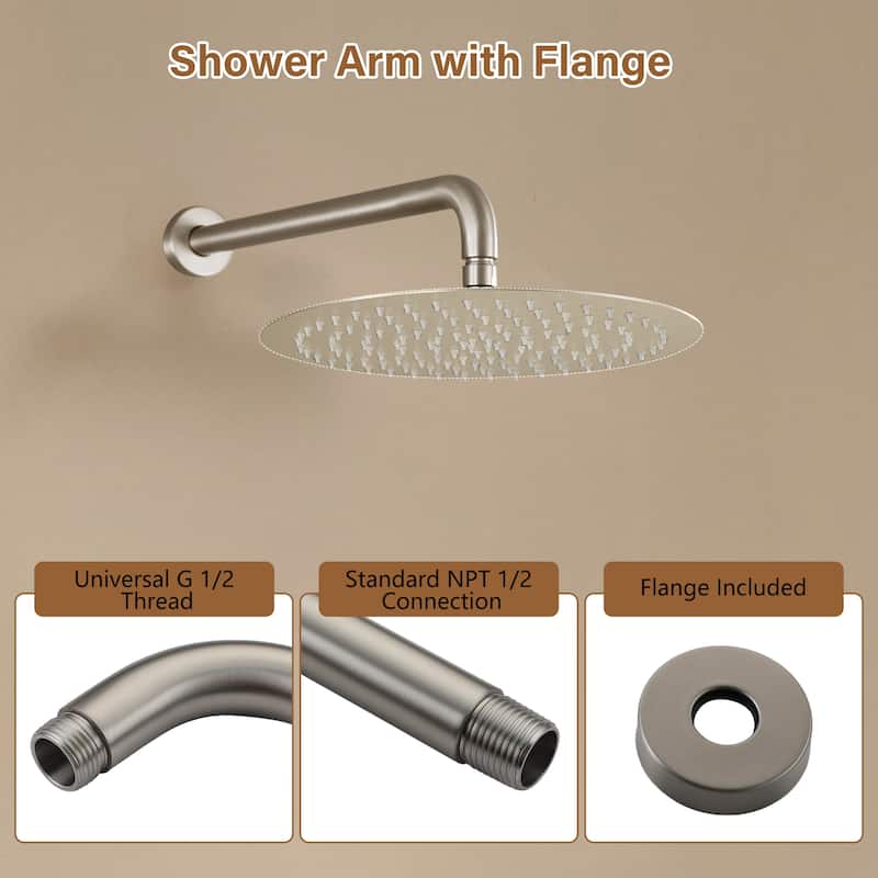1-Spray Pattern with 2.5 GPM Round Ceiling Mount Rain Fixed Shower Head
