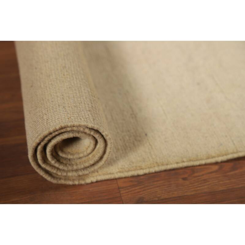 Modern Solid Gabbeh Foyer Rug Hand-Knotted Wool Carpet - 3'1"x 4'10"