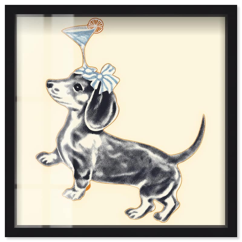Martini Pup I Shadowbox by Art Remedy - Black - 12" x 12"