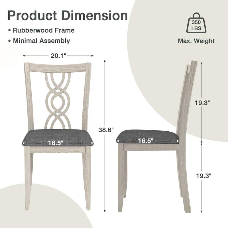 Javlergo 5/7-Piece Solid Wood Dining Set