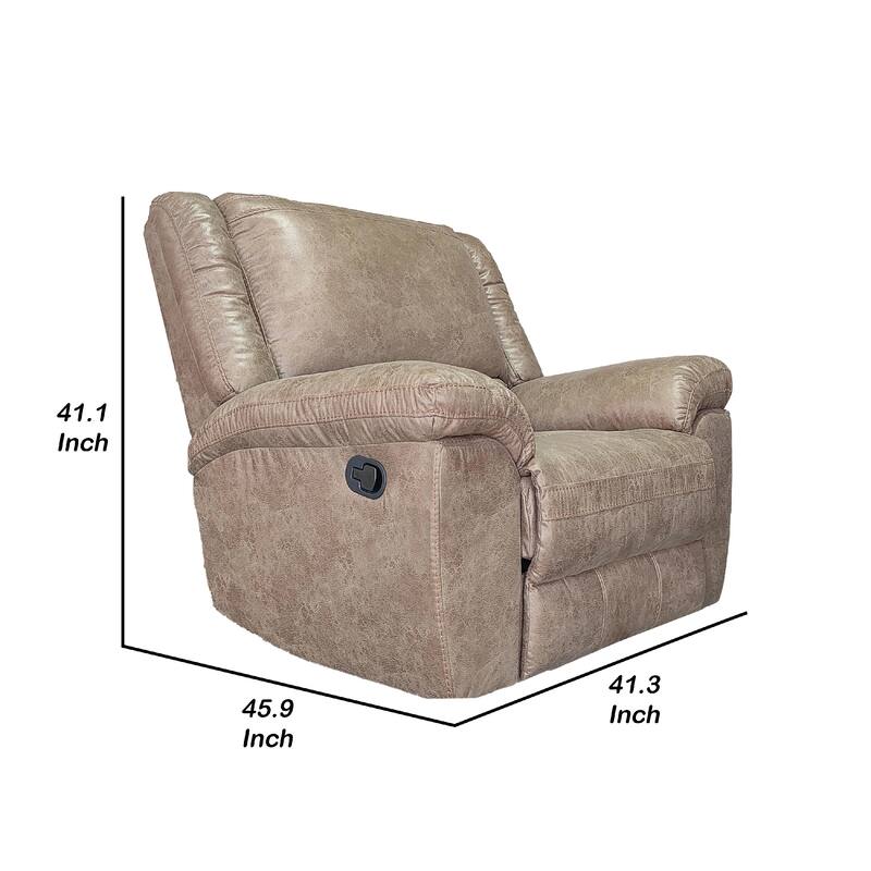 Jem Manual Rocker Recliner Chair, Pillow Top Arms, Brown Leather