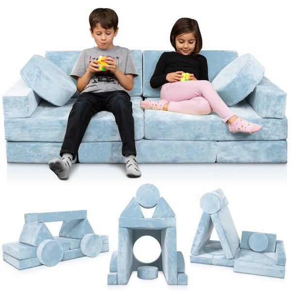 14pcs Modular Kids Play Couch, Child Sectional Sofa, Toddlers