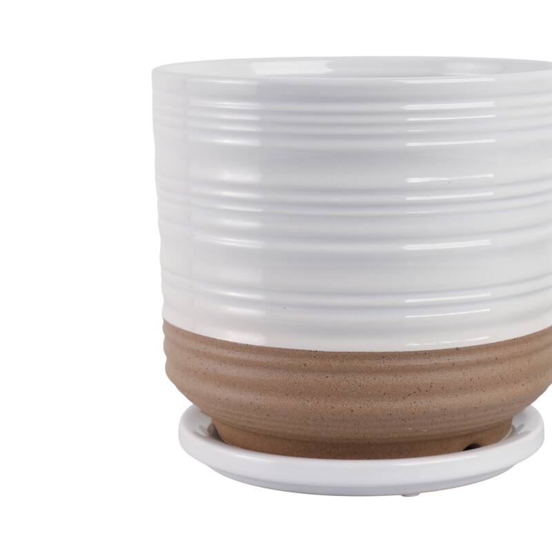 Ceramic Circular Saucer Planters Set of 2 - 6/8 in.