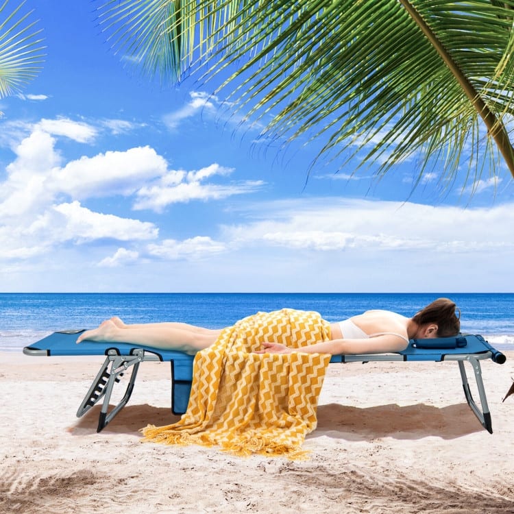 5-Position Folding Chaise Lounge Chair with Adjustable Footrest - 60" x 24" x 33"