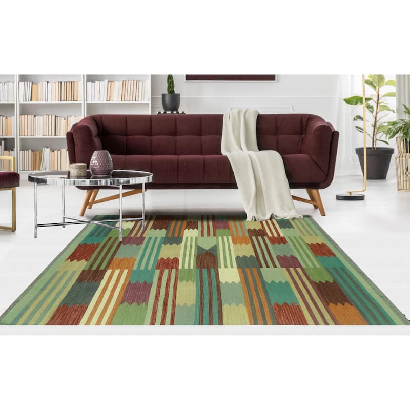 Noori Rug Winchester Flatweave Balkiya Ivory/Burgundy Rug - 5'1" x 6'6"