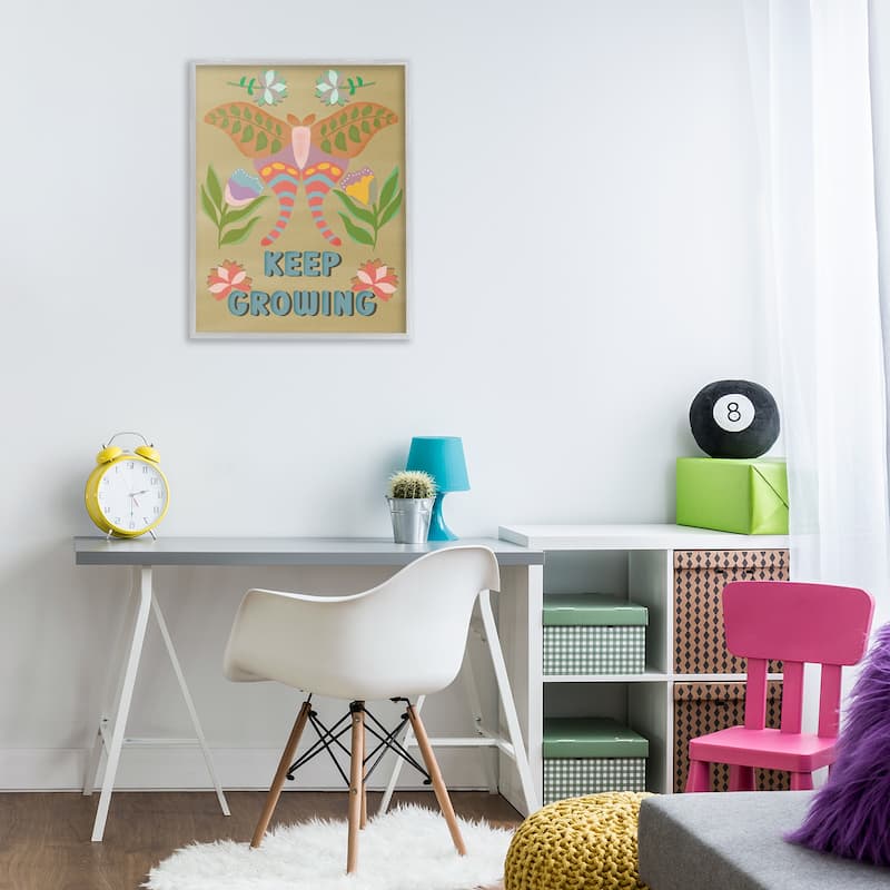 Stupell Keep Growing Butterfly Framed Giclee Art Design By Julia Fox