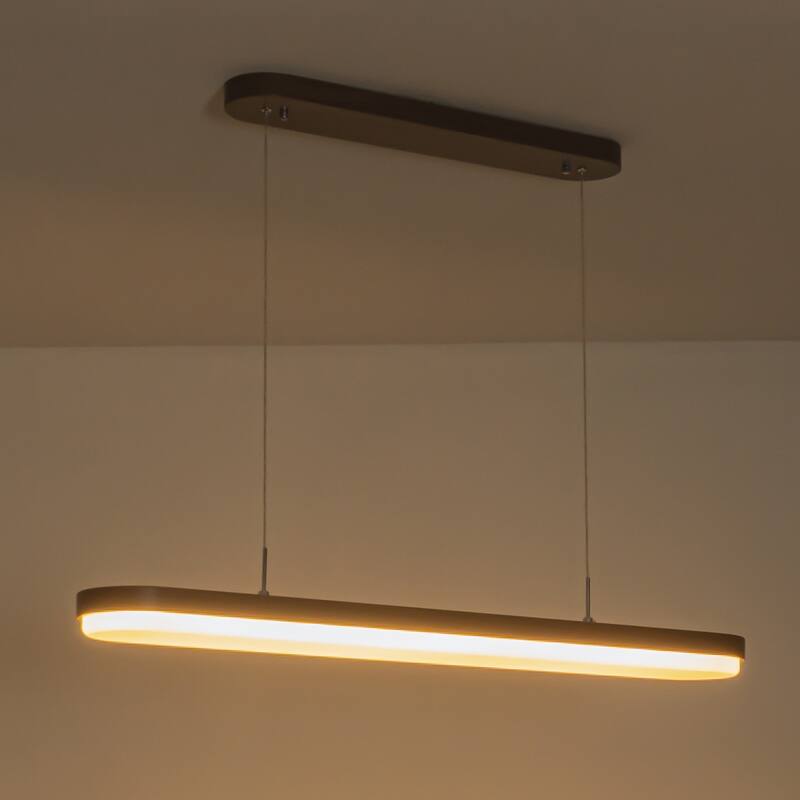 Modern Farmhouse Linear Wood LED Chandelier Kitchen Island Pendant Light - 38.58''