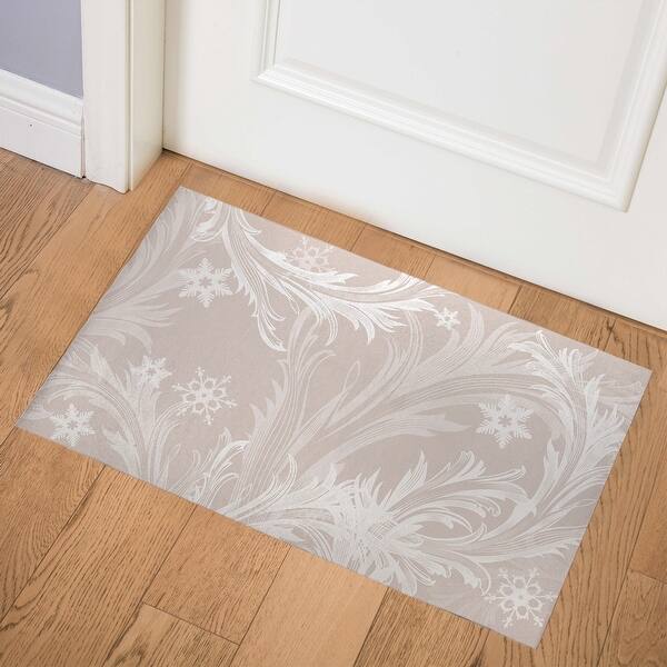 slide 1 of 6, NEUTRAL SNOWFLAKE Indoor Floor Mat By Kavka Designs