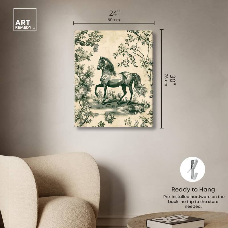 Equestrian Etching Canvas by Art Remedy, Gallery Wrapped