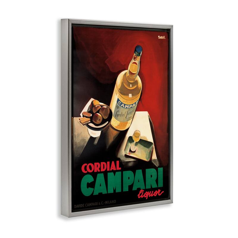 Stupell Vintage Campari Wine Framed Floater Canvas Wall Art Design By Marcus Jules