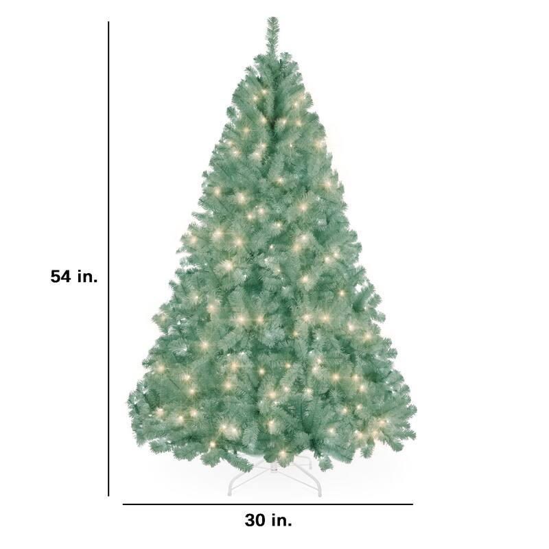 Pre-Lit Artificial Sage Green Christmas Tree w/ Incandescent Lights - 4.5 Foot
