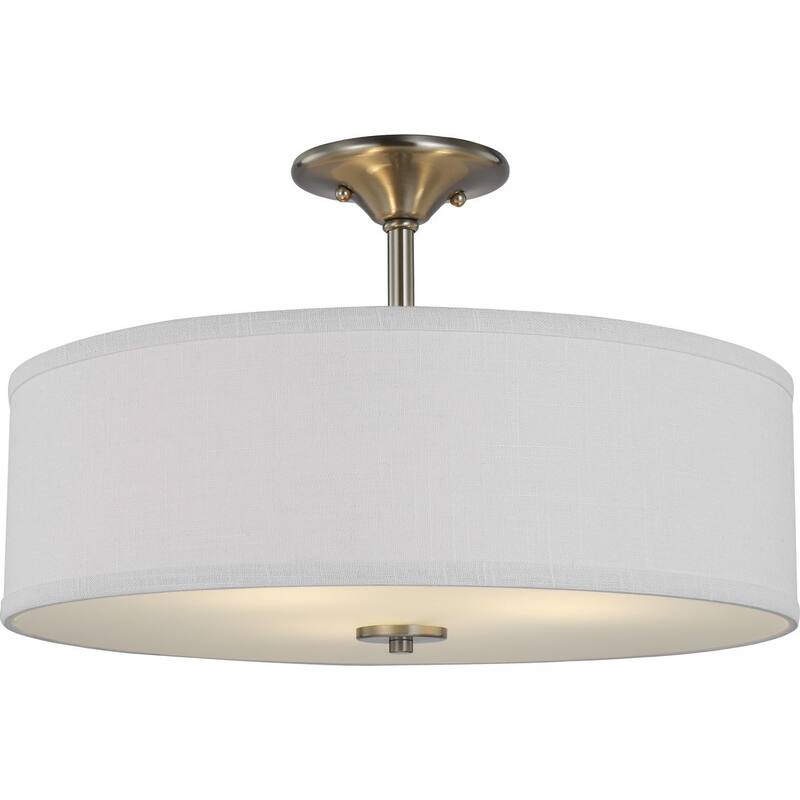 Inspire Collection Brushed Nickel Three-Light 18" Semi-Flush Mount - 8.270" x 15.160" x 15.160"